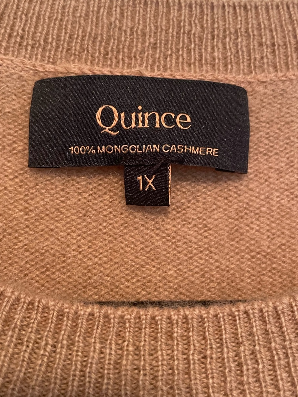 Quince Short Sleeve Cashmere Sweater in Camel size 1X - Picture 3 of 8